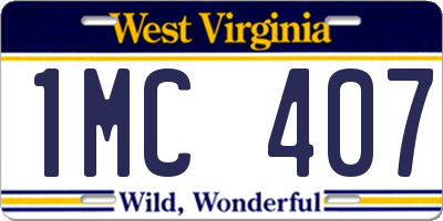 WV license plate 1MC407
