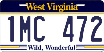 WV license plate 1MC472