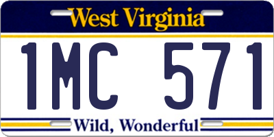 WV license plate 1MC571