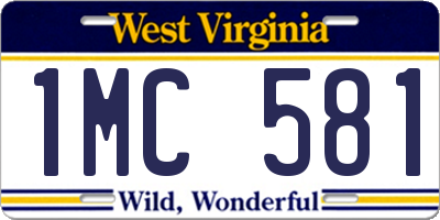WV license plate 1MC581