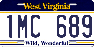 WV license plate 1MC689