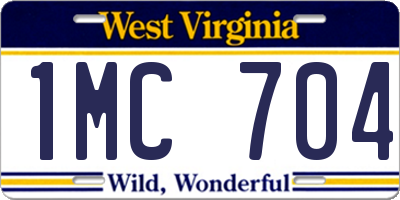 WV license plate 1MC704