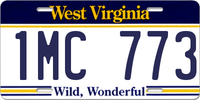 WV license plate 1MC773