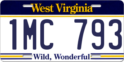 WV license plate 1MC793