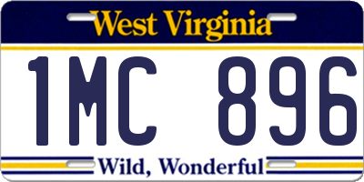 WV license plate 1MC896