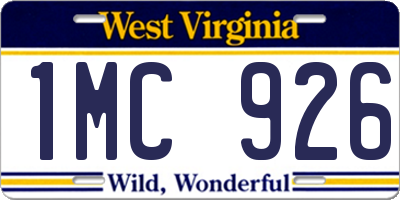 WV license plate 1MC926