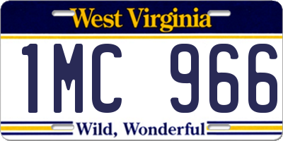 WV license plate 1MC966