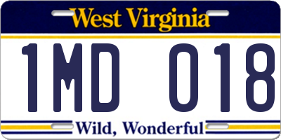 WV license plate 1MD018