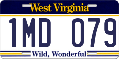 WV license plate 1MD079