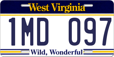 WV license plate 1MD097