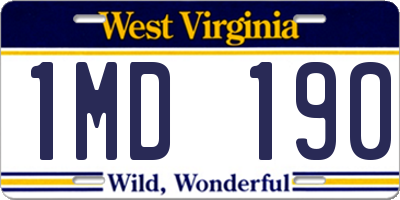 WV license plate 1MD190