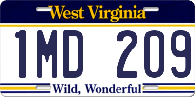 WV license plate 1MD209