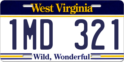 WV license plate 1MD321