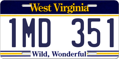 WV license plate 1MD351