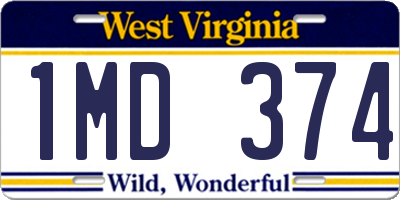 WV license plate 1MD374