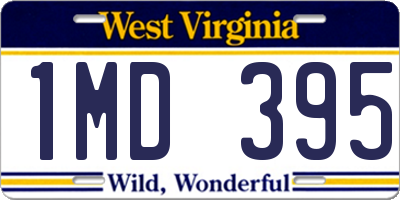 WV license plate 1MD395