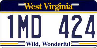 WV license plate 1MD424