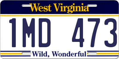 WV license plate 1MD473