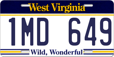 WV license plate 1MD649