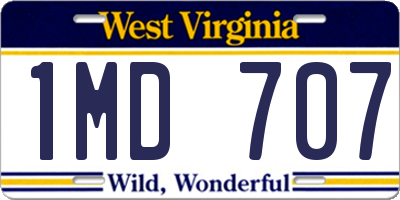 WV license plate 1MD707