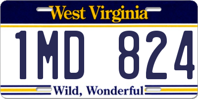 WV license plate 1MD824