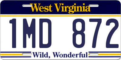 WV license plate 1MD872