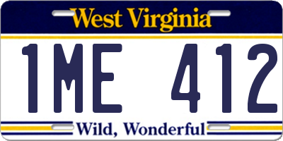 WV license plate 1ME412