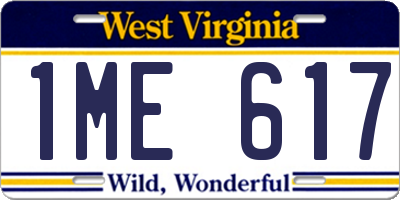 WV license plate 1ME617