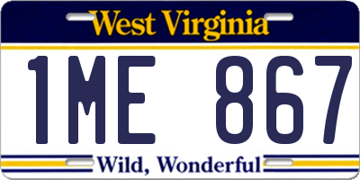 WV license plate 1ME867