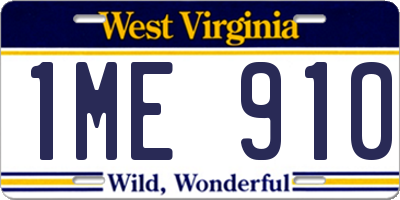 WV license plate 1ME910