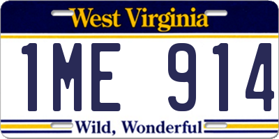 WV license plate 1ME914