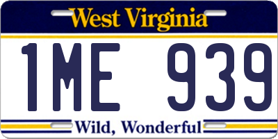 WV license plate 1ME939