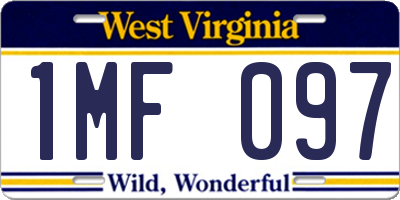 WV license plate 1MF097