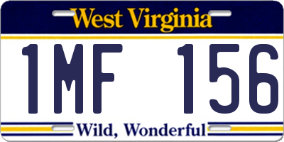 WV license plate 1MF156