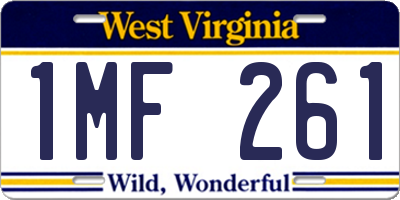 WV license plate 1MF261