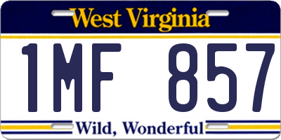 WV license plate 1MF857