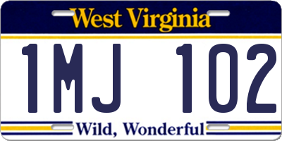 WV license plate 1MJ102