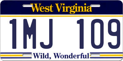 WV license plate 1MJ109