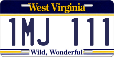 WV license plate 1MJ111