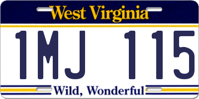 WV license plate 1MJ115