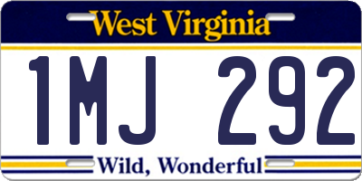 WV license plate 1MJ292