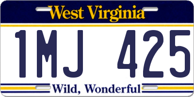 WV license plate 1MJ425