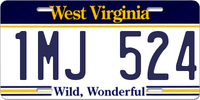 WV license plate 1MJ524