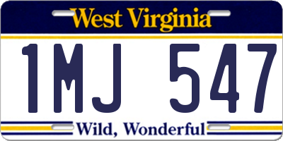 WV license plate 1MJ547