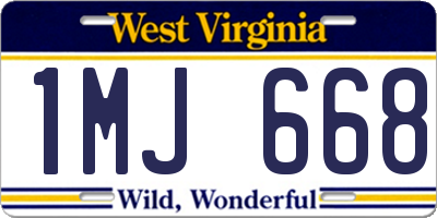 WV license plate 1MJ668