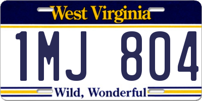 WV license plate 1MJ804