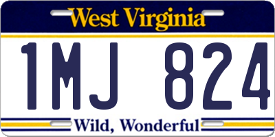 WV license plate 1MJ824