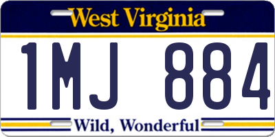 WV license plate 1MJ884