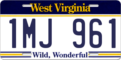 WV license plate 1MJ961