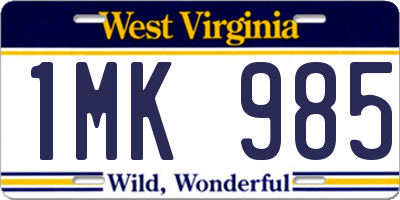 WV license plate 1MK985